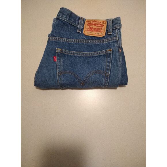 Levi's 517 Men's 38x30 Bootcut Jeans Dark Wash Blue Denim Straight Cotton Blend - Picture 7 of 9